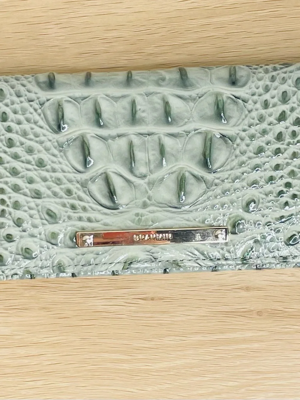 Brahmin Mint Green Croc-Embossed Leather Clutch